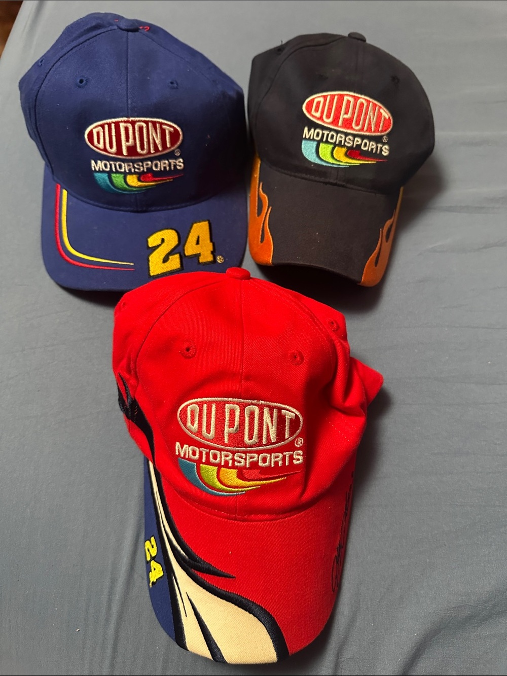 Chase Authentics Jeff Gordon DuPont Motorsports Hat Trio - Red, Blue, Navy
